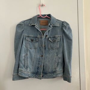 Retrofete | Puff-Sleeve Tailored Denim Jacket Button Down Shoulder Pads | Size S